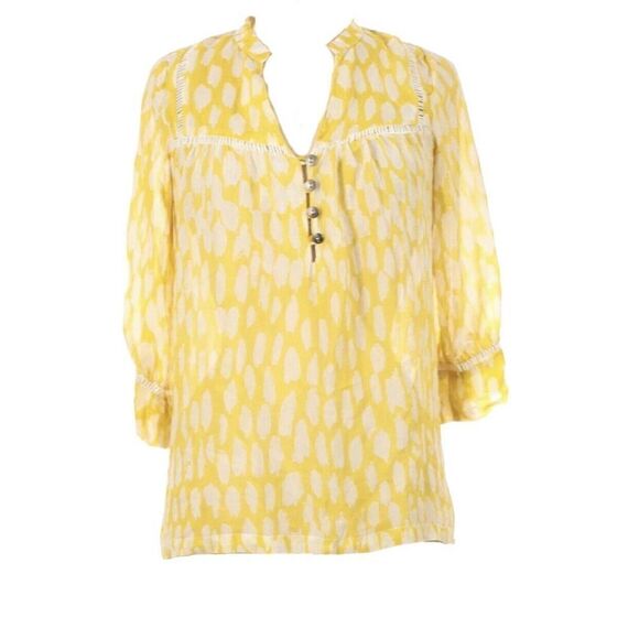 Dolman Anthropologie Yellow Silk Blouse 3/4 Sleeve - Picture 1 of 6